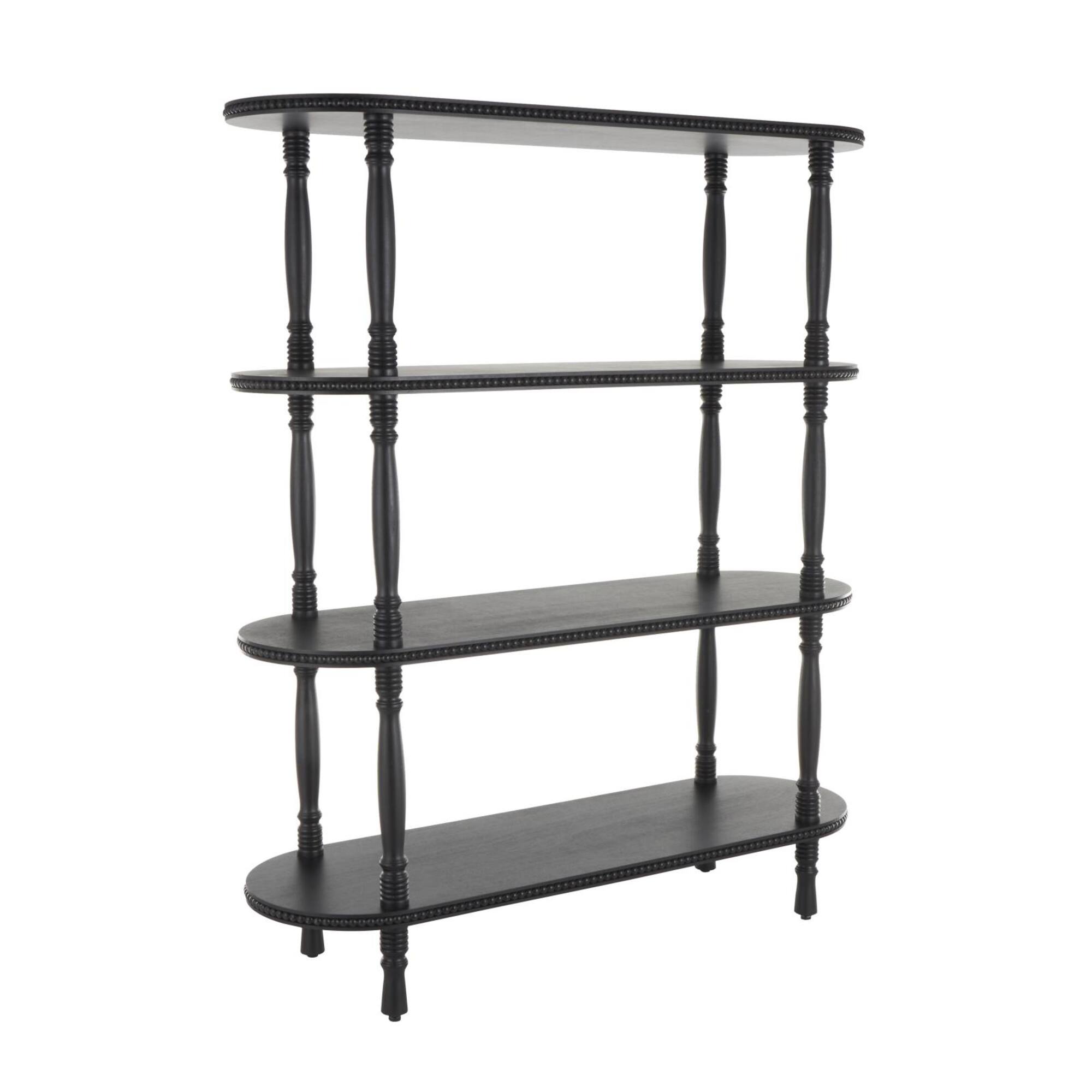 47" x 57" 3 Shelf Black Oval Wooden Shelving Unit